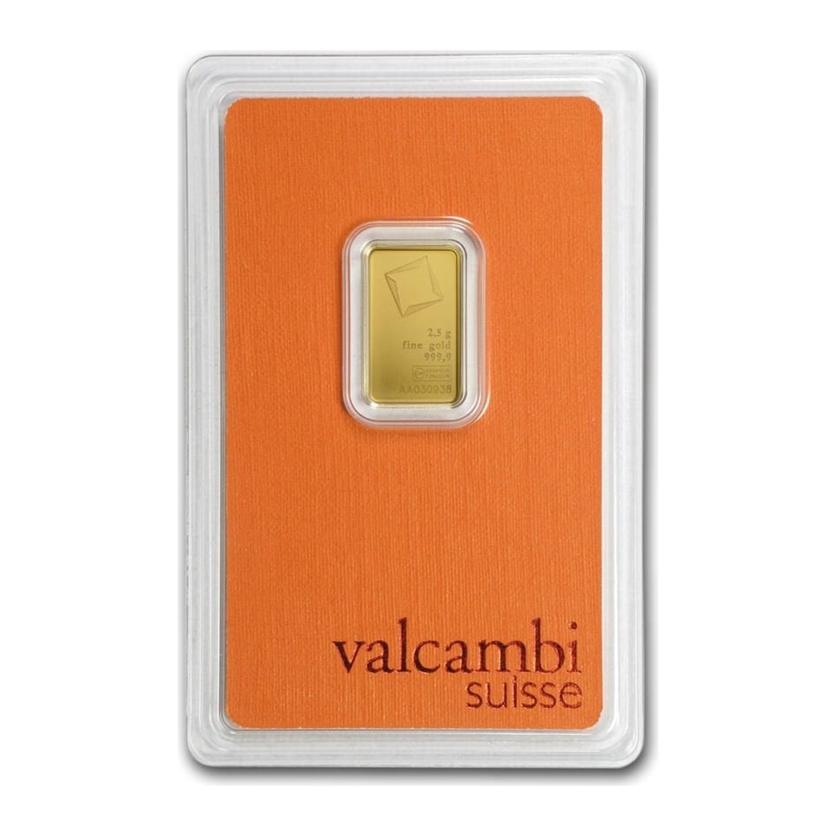 2.5 Gram 999.9 Fine Gold Valcambi Bar