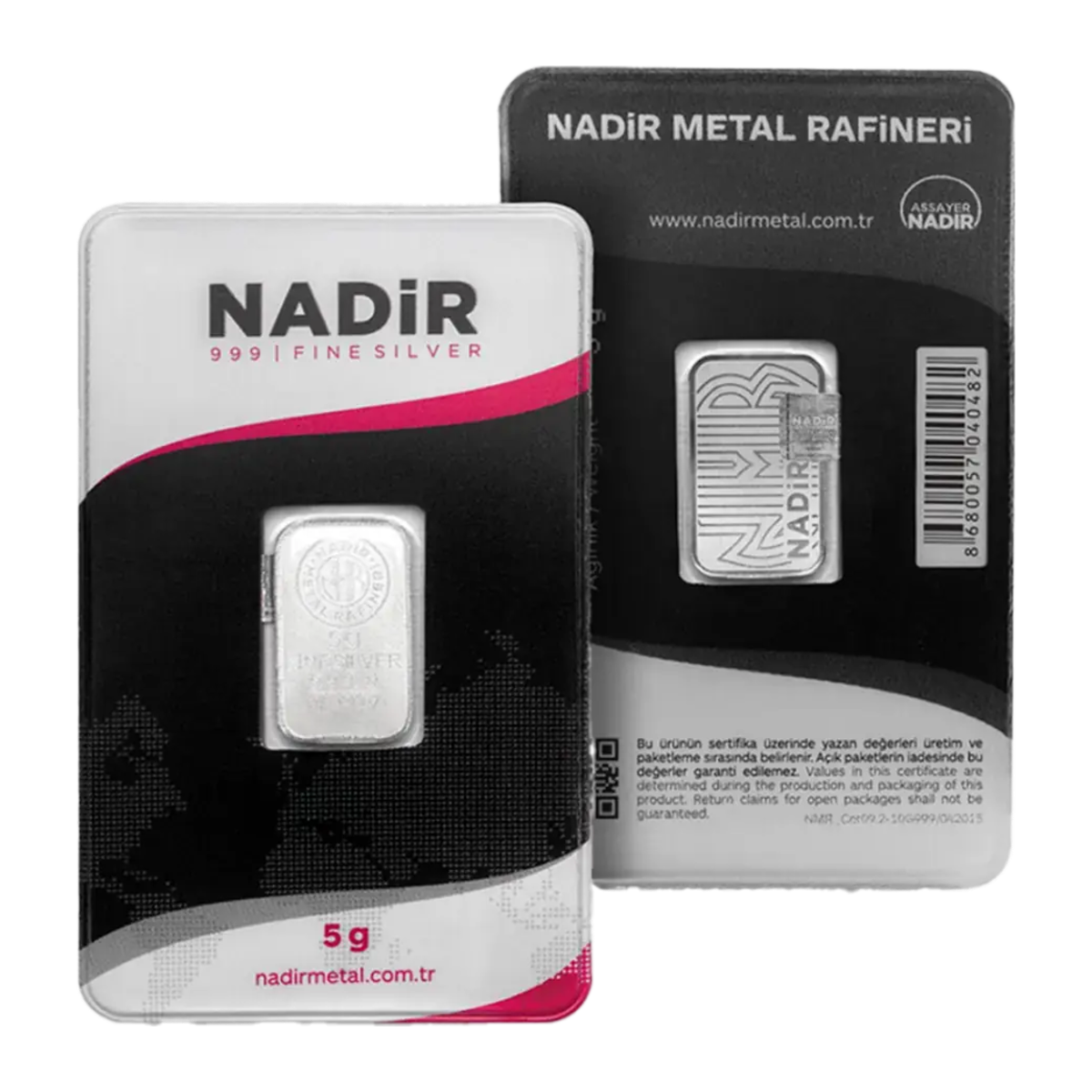5 Gram Fine 99.9 Nadir Silver Bar